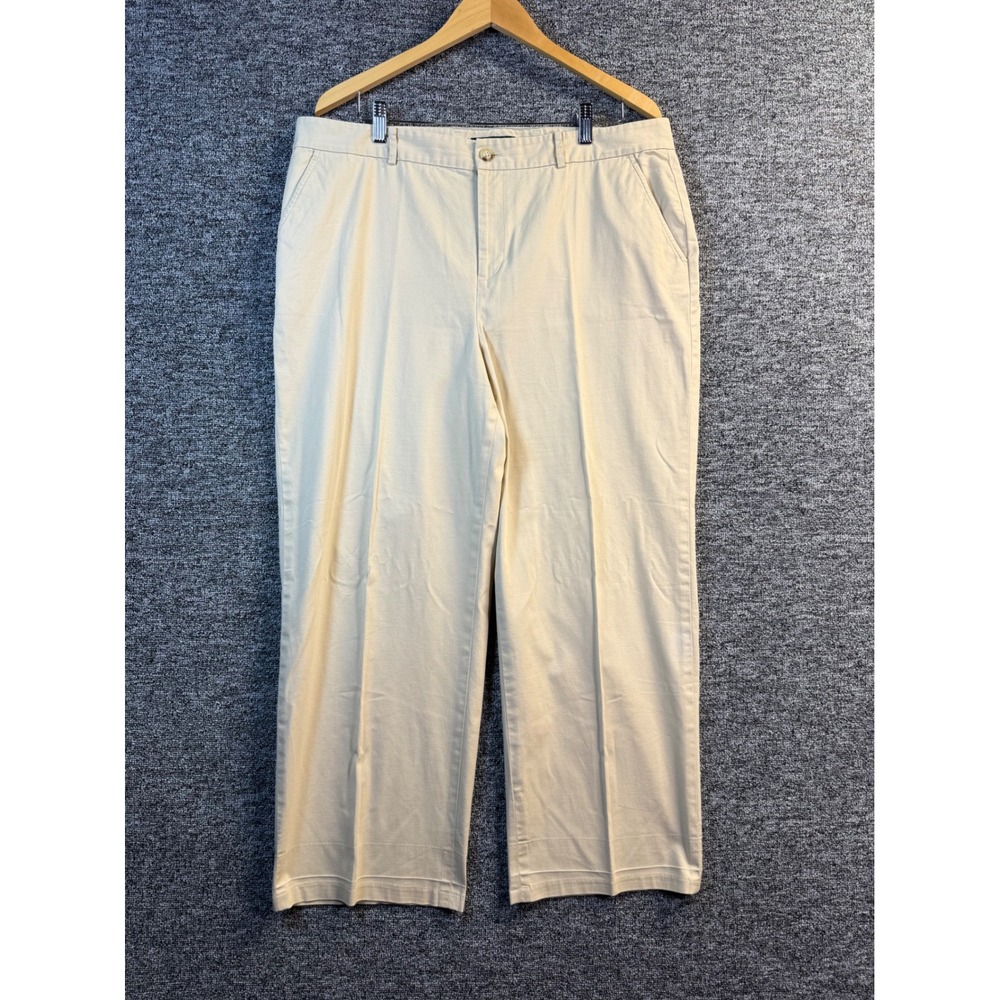 Lauren Ralph Lauren Khaki Chino Pants Womens 16W Beige Wide Leg Cotton Blend